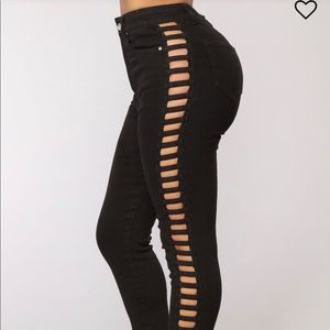Cut Out Black Jeans